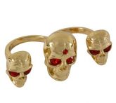 Cód. A4416b - Anel de metal com strass - 3 caveiras