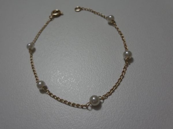 Cód. P4296g - Pulseira folheada a ouro 18k -Pérola Sintética