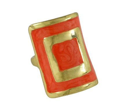 Cód. A4418b - Anel de metal com resina - Laranja
