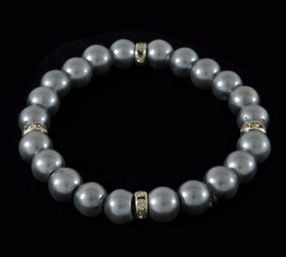 Cód. P4408b - Pulseira de pérola sintética com strass