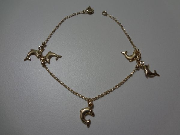 Cód. P4150g - Pulseira folheada a ouro 18k - Golfinho
