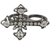 Cód. A4419b - Anel de metal com strass - Crucifixo