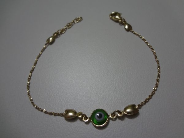 Cód. P1241f - Pulseira folheada a ouro 18k - olho grego