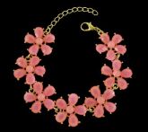 Cód. P4406b - Pulseira de metal com pedras - flores