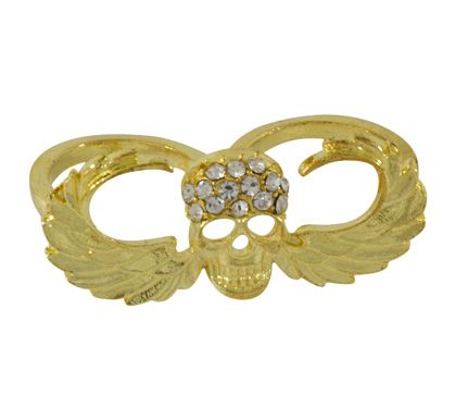 Cód. A4420b - Anel de metal com strass - Caveira