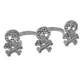 Cód. A4421b - Anel de metal com strass - 3 caveiras