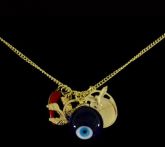 Cód. C4301b - Colar curto de metal - Amuletos